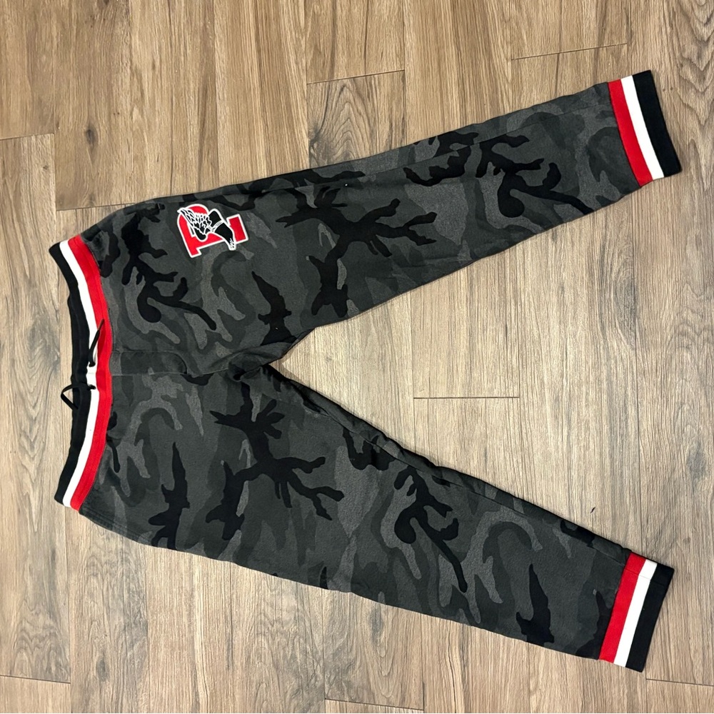 Camouflage Joggers with Red Accents
